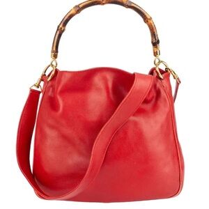 Gucci Diana Bamboo /Red Leather Handbag.